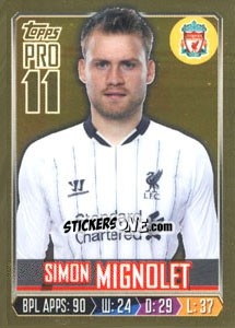 Sticker Simon Mignolet - Premier League Inglese 2013-2014 n. 135g - Topps