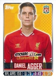 Figurina Daniel Agger - Premier League Inglese 2013-2014 - Topps