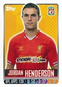 Figurina Jordan Henderson - Premier League Inglese 2013-2014 - Topps
