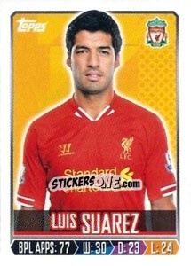 Figurina Luis Suárez - Premier League Inglese 2013-2014 - Topps