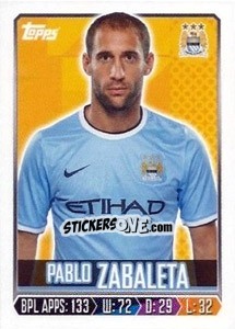 Sticker Pablo Zabaleta - Premier League Inglese 2013-2014 n. 152 - Topps
