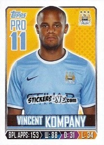 Cromo Vincent Kompany - Premier League Inglese 2013-2014 - Topps