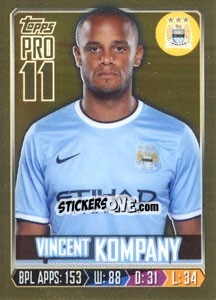 Sticker Vincent Kompany - Premier League Inglese 2013-2014 - Topps