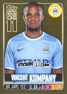 Sticker Vincent Kompany - Premier League Inglese 2013-2014 n. 153g - Topps