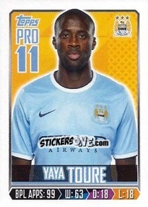Sticker Yaya Touré - Premier League Inglese 2013-2014 - Topps