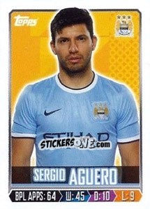 Sticker Sergio Agüero - Premier League Inglese 2013-2014 n. 162 - Topps