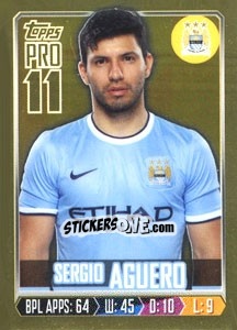 Sticker Sergio Agüero - Premier League Inglese 2013-2014 n. 162g - Topps