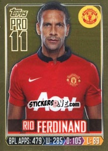 Sticker Rio Ferdinand - Premier League Inglese 2013-2014 n. 199g - Topps