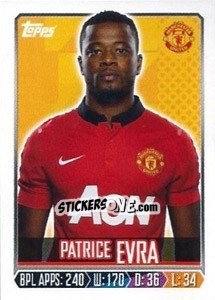 Figurina Patrice Evra - Premier League Inglese 2013-2014 - Topps