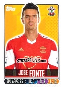 Figurina Jose Fonte - Premier League Inglese 2013-2014 - Topps
