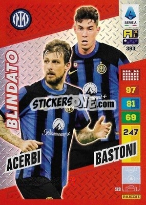 Sticker Francesco Acerbi / Alessandro Bastoni - Calciatori 2023-2024. Adrenalyn XL
 - Panini