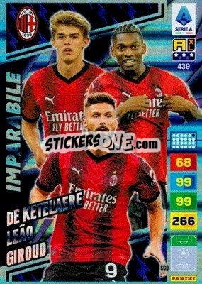 Sticker Charles De Ketelaere / Rafael Leão / Olivier Giroud - Calciatori 2023-2024. Adrenalyn XL
 n. 439 - Panini