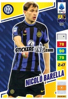 Sticker Nicolò Barella - Calciatori 2023-2024. Adrenalyn XL
 n. 158 - Panini