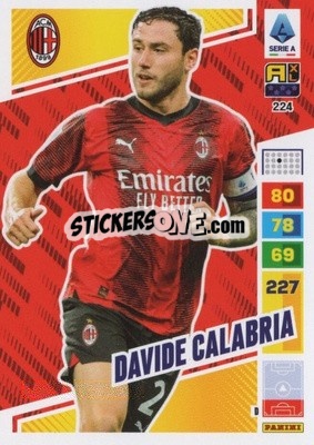 Sticker Davide Calabria - Calciatori 2023-2024. Adrenalyn XL
 n. 224 - Panini