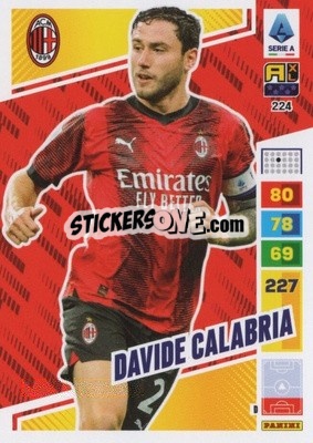 Cromo Davide Calabria - Calciatori 2023-2024. Adrenalyn XL
 - Panini