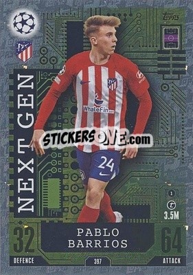 Sticker Pablo Barrios - UEFA Champions League & Europa League 2023-2024. Match Attax n. 397 - Topps