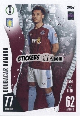 Sticker Boubacar Kamara - UEFA Champions League & Europa League 2023-2024. Match Attax n. 5 - Topps