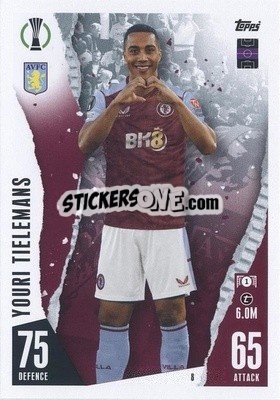 Sticker Youri Tielemans - UEFA Champions League & Europa League 2023-2024. Match Attax n. 8 - Topps