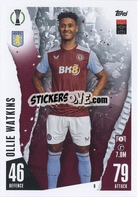 Sticker Ollie Watkins - UEFA Champions League & Europa League 2023-2024. Match Attax n. 9 - Topps