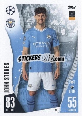 Sticker John Stones - UEFA Champions League & Europa League 2023-2024. Match Attax n. 13 - Topps