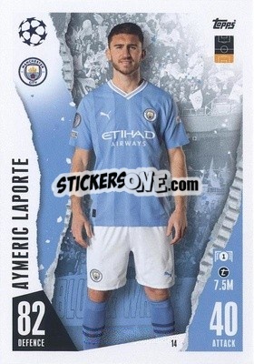 Sticker Aymeric Laporte - UEFA Champions League & Europa League 2023-2024. Match Attax n. 14 - Topps