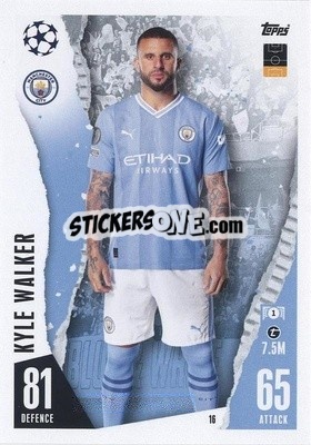 Sticker Kyle Walker - UEFA Champions League & Europa League 2023-2024. Match Attax - Topps