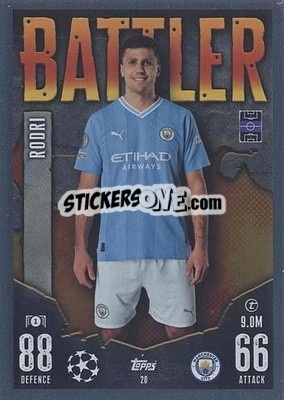 Sticker Rodri - UEFA Champions League & Europa League 2023-2024. Match Attax n. 20 - Topps