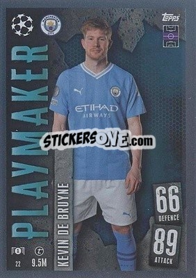 Sticker Kevin De Bruyne - UEFA Champions League & Europa League 2023-2024. Match Attax n. 22 - Topps