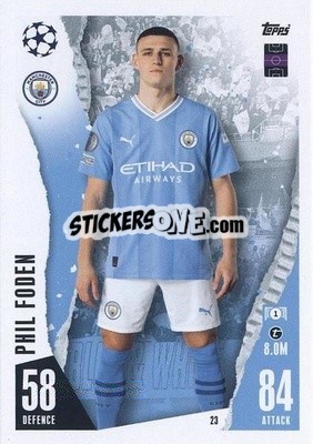 Sticker Phil Foden - UEFA Champions League & Europa League 2023-2024. Match Attax n. 23 - Topps