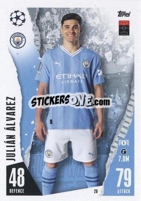 Sticker Julián Álvarez - UEFA Champions League & Europa League 2023-2024. Match Attax n. 26 - Topps