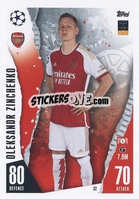 Sticker Oleksandr Zinchenko - UEFA Champions League & Europa League 2023-2024. Match Attax n. 32 - Topps