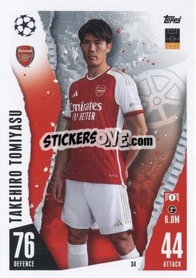 Sticker Takehiro Tomiyasu - UEFA Champions League & Europa League 2023-2024. Match Attax n. 34 - Topps