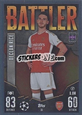 Sticker Declan Rice - UEFA Champions League & Europa League 2023-2024. Match Attax n. 35 - Topps