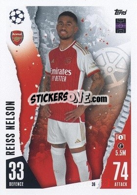 Sticker Reiss Nelson - UEFA Champions League & Europa League 2023-2024. Match Attax n. 36 - Topps