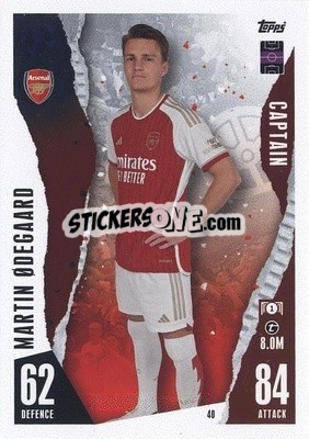 Sticker Martin Ødegaard - UEFA Champions League & Europa League 2023-2024. Match Attax n. 40 - Topps