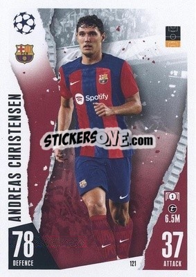 Sticker Andreas Christensen - UEFA Champions League & Europa League 2023-2024. Match Attax n. 121 - Topps