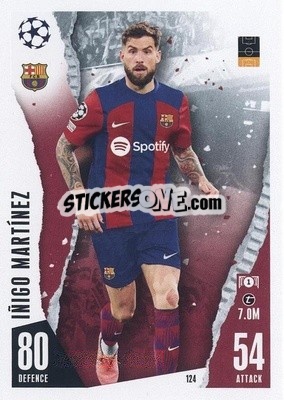 Sticker Iñigo Martínez - UEFA Champions League & Europa League 2023-2024. Match Attax n. 124 - Topps