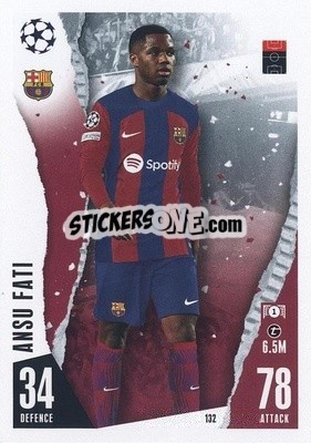 Sticker Ansu Fati - UEFA Champions League & Europa League 2023-2024. Match Attax n. 132 - Topps