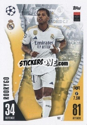 Sticker Rodrygo - UEFA Champions League & Europa League 2023-2024. Match Attax n. 152 - Topps