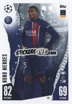Sticker Nuno Mendes - UEFA Champions League & Europa League 2023-2024. Match Attax - Topps