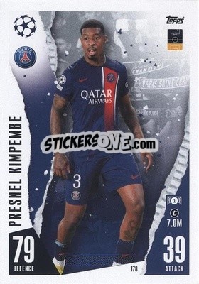 Sticker Presnel Kimpembe - UEFA Champions League & Europa League 2023-2024. Match Attax n. 178 - Topps