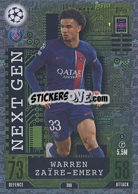 Sticker Warren Zaïre-Emery - UEFA Champions League & Europa League 2023-2024. Match Attax - Topps