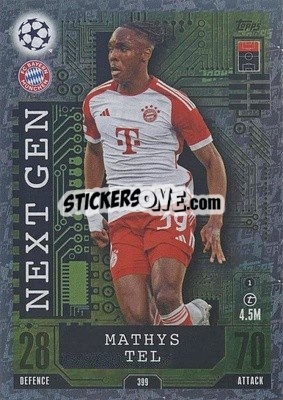 Sticker Mathys Tel - UEFA Champions League & Europa League 2023-2024. Match Attax n. 399 - Topps
