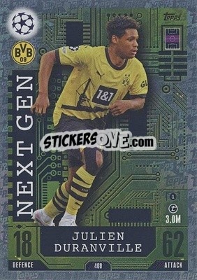 Sticker Julien Duranville - UEFA Champions League & Europa League 2023-2024. Match Attax n. 400 - Topps