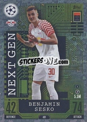 Sticker Benjamin Sesko - UEFA Champions League & Europa League 2023-2024. Match Attax n. 401 - Topps