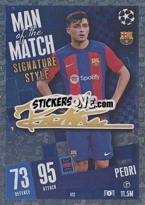 Sticker Pedri - UEFA Champions League & Europa League 2023-2024. Match Attax n. 412 - Topps