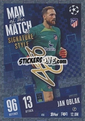Sticker Jan Oblak - UEFA Champions League & Europa League 2023-2024. Match Attax n. 414 - Topps