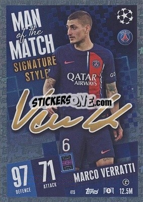 Sticker Marco Verratti - UEFA Champions League & Europa League 2023-2024. Match Attax n. 415 - Topps