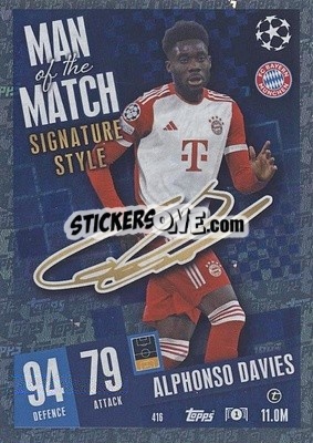 Sticker Alphonso Davies - UEFA Champions League & Europa League 2023-2024. Match Attax - Topps