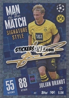 Sticker Julian Brandt - UEFA Champions League & Europa League 2023-2024. Match Attax - Topps